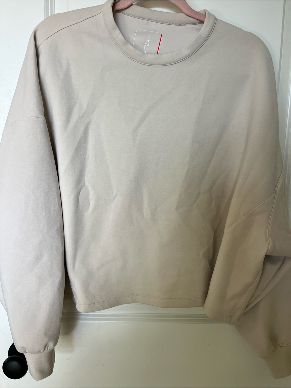 Nike 24-7 Dri-FIT Athletic Top in Light Beige with Red Accent